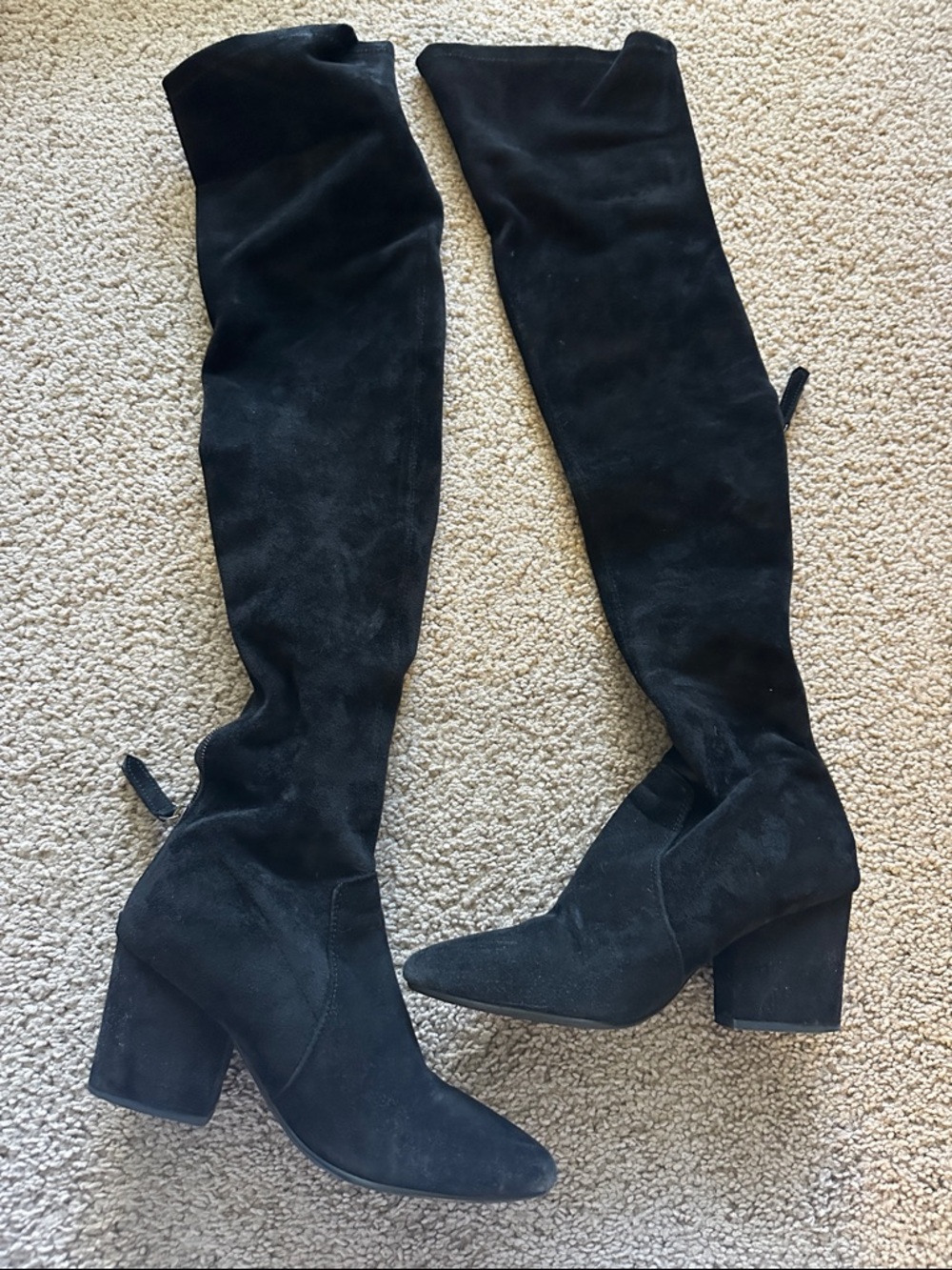 Black suede Over-the-Knee Block Heel Boot - Women Size 7.5